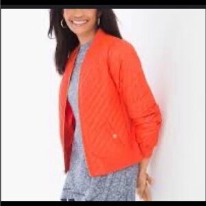 Chico's Zenergy orange quilted bomber jacket size Large 2